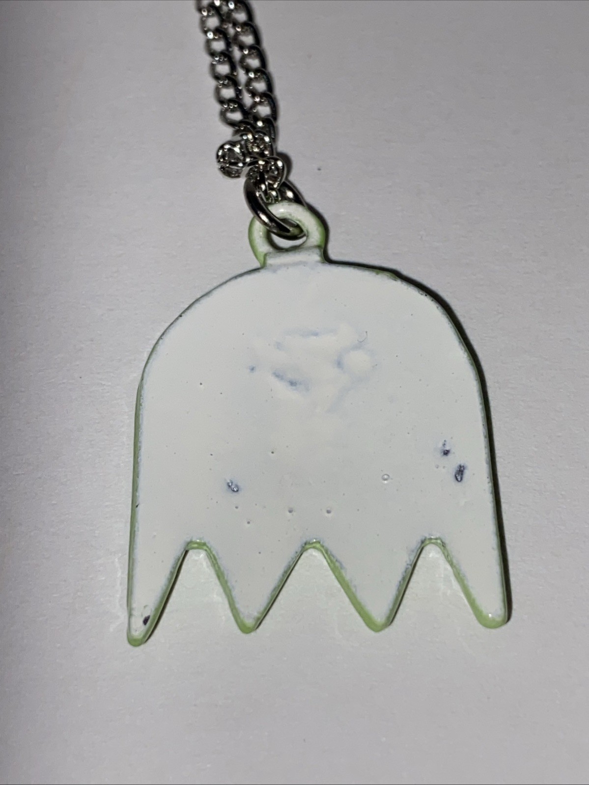 Vintage Pac Man Video Game Green Ghost Necklace