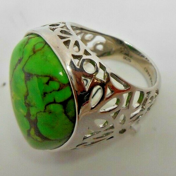 Artisan Ring Green Turquoise Sterling Silver 7.5 MSI Miki Bangkok Thailand