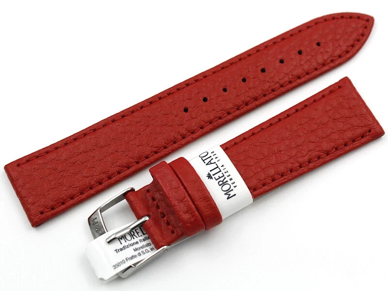 Morellato Genuine Red Leather Strap Made Italy Various Sizes Steel Buckle Top