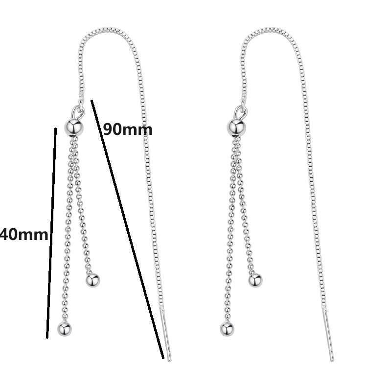 Sterling Silver Plated Tassel Threader Dangle Drop Earrings Bead Chain Gift I116