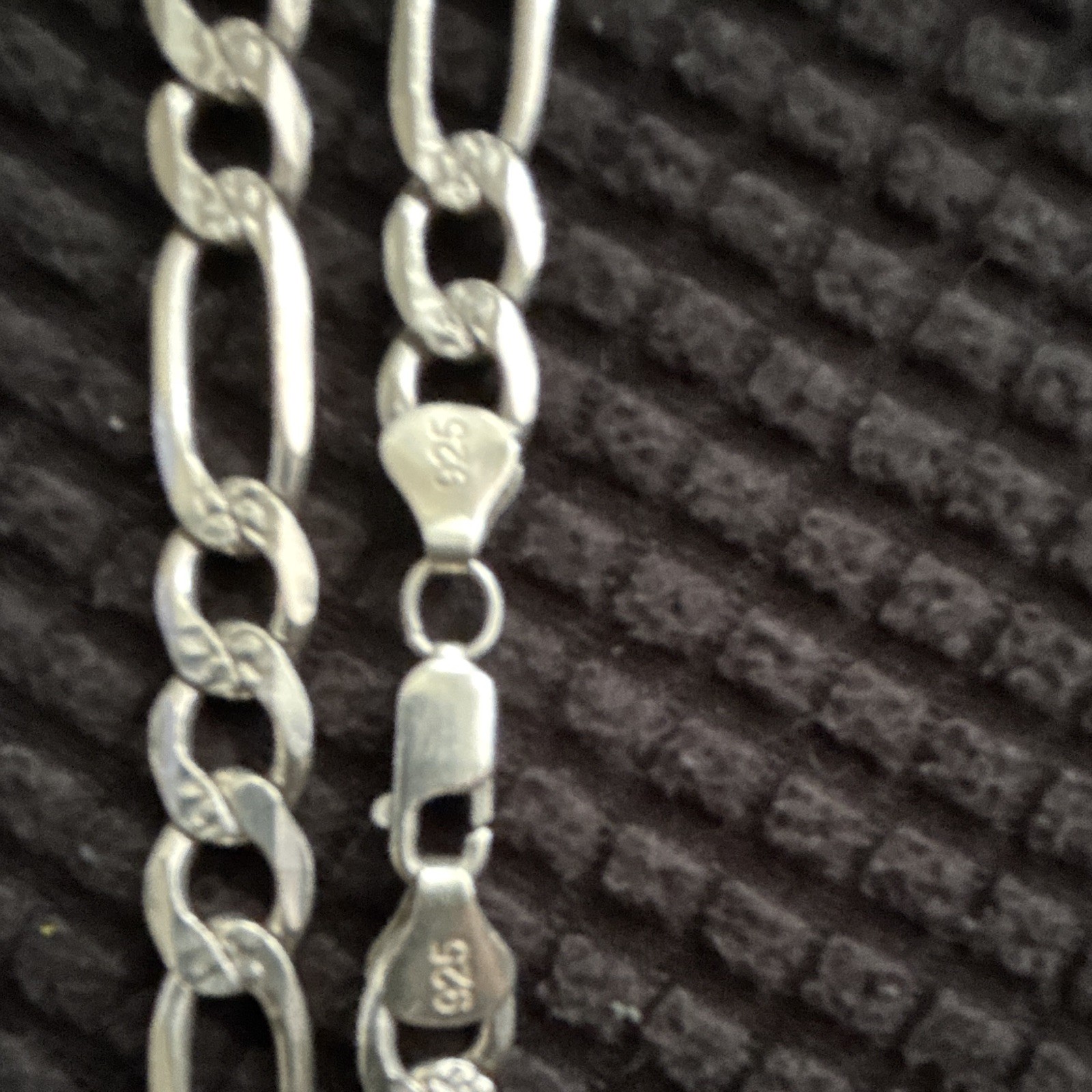 Sterling Silver 925 Figaro Chain Necklace Round Coin Medal Pendant solid 65.2g