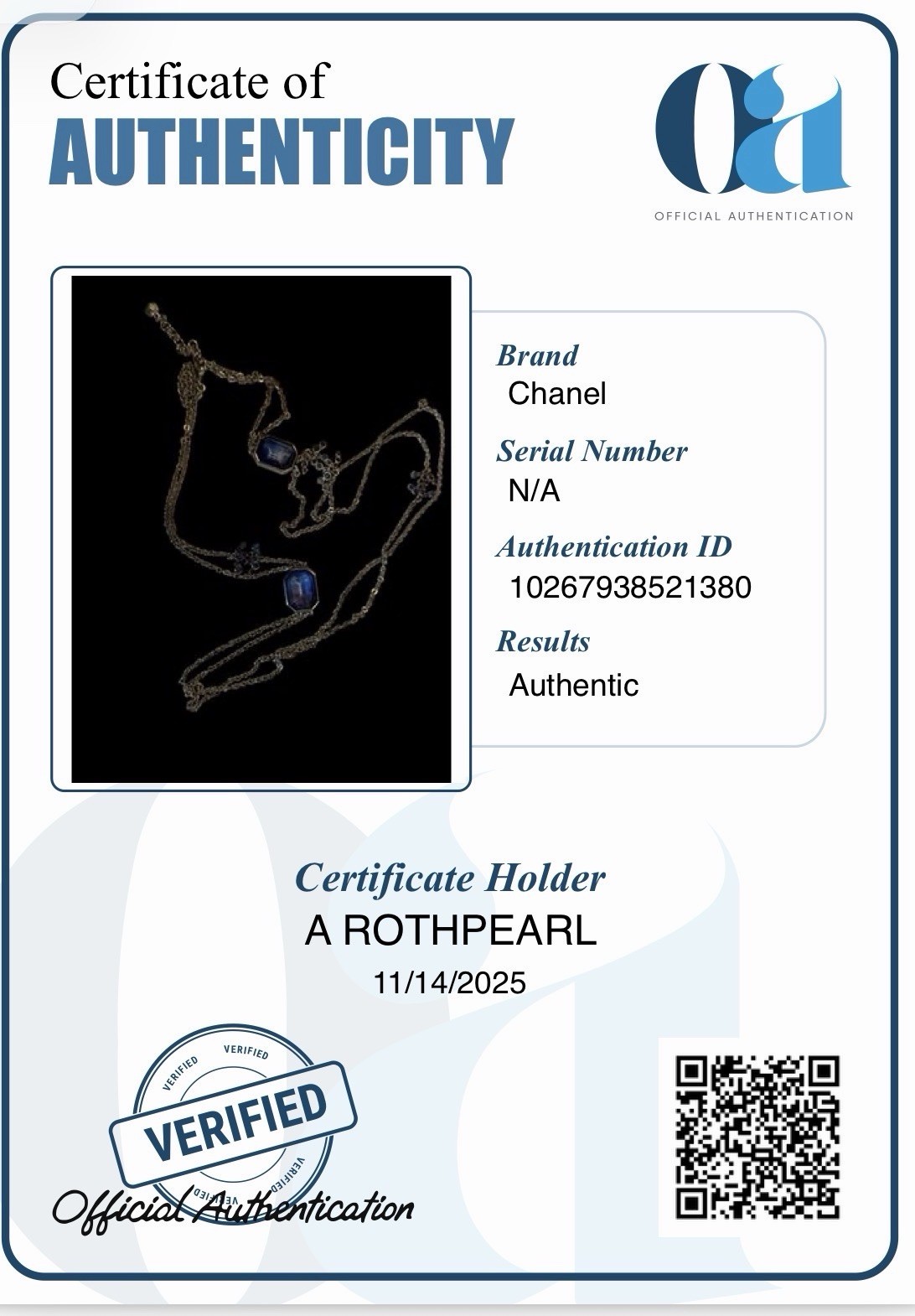 Chanel Multi-Strand Satoir Necklace With Blue Iridescent Crystal Chicklet Stones