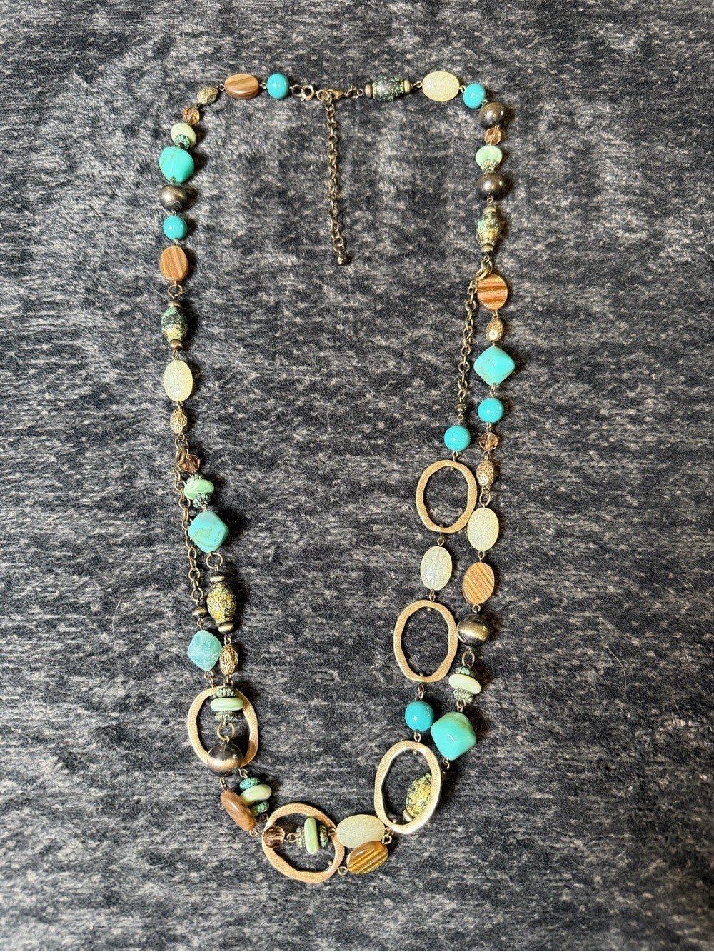 Premier Designs Double Layer Turquoise Beaded Statement Necklace Boho Southwest