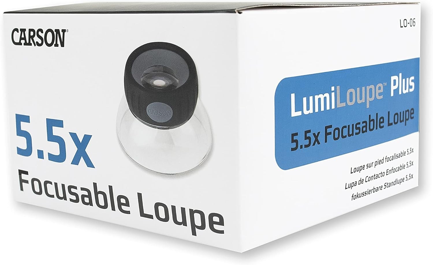 Carson LumiLoupe Plus 5.5X Power Loupe with Dual Focus – Crystal Clear Viewing
