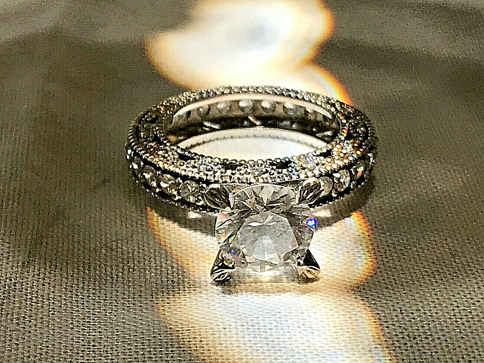 Sterling Silver Ring 5.09g Fine Jewelry Size 5.25 Clear Round Stone Prong