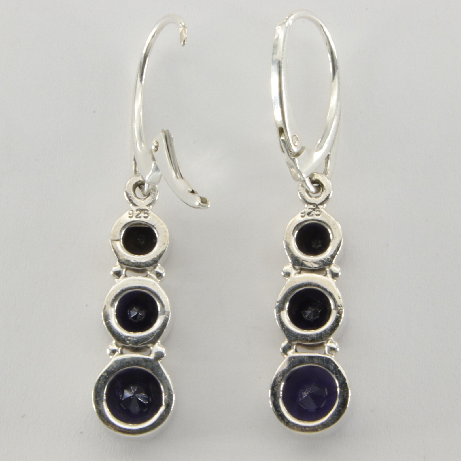 Genuine and Natural Blue IOLITE Earrings 925 STERLING SILVER Leverback #5e