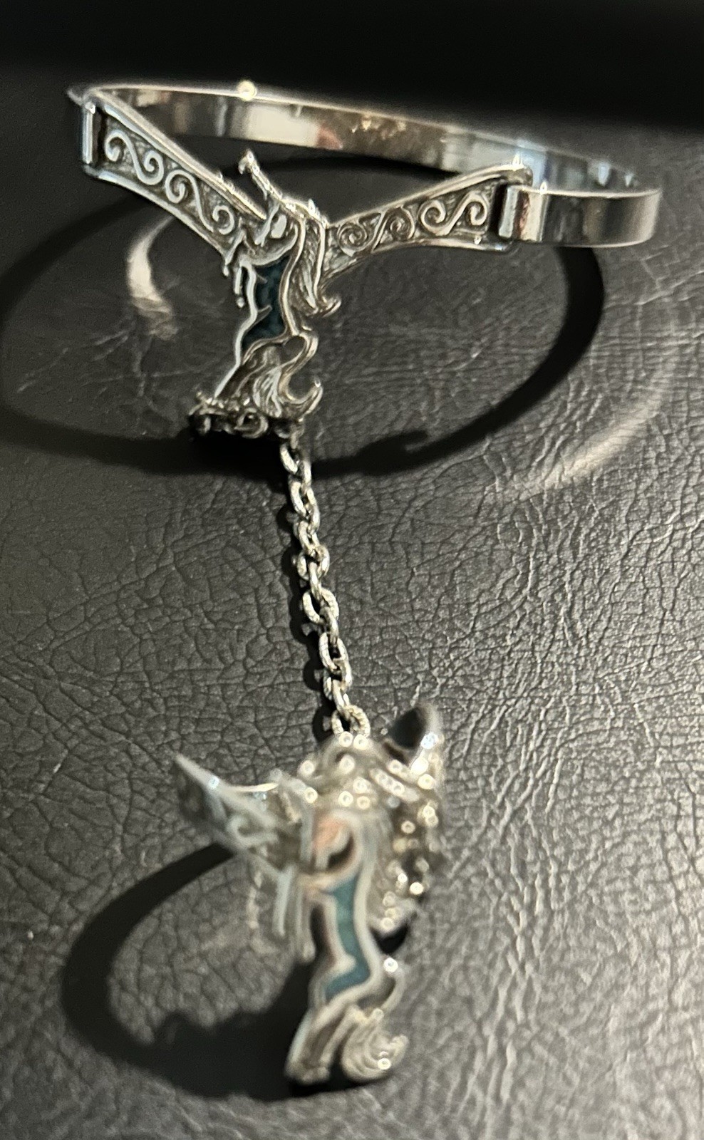 Unicorn Slave bracelet, made from jewellers bronze palladium plated. Ring Sz 8