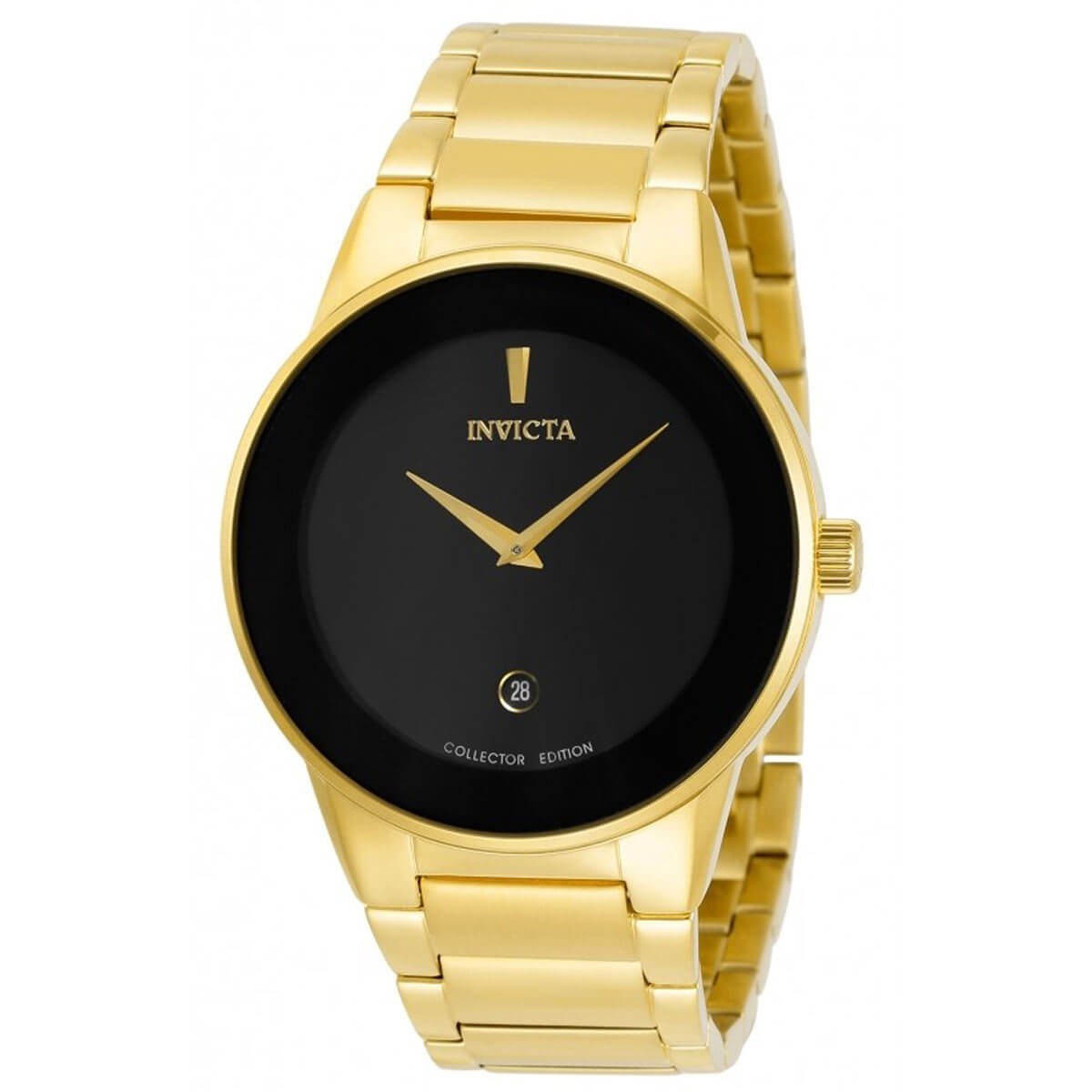 Invicta Men’s Watch Specialty Quartz Black Dial Yellow Gold Bracelet 30536