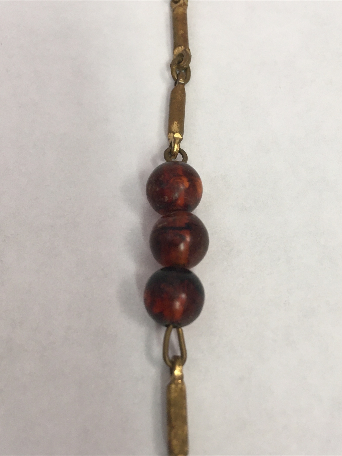 Multi Color Beaded Gold Tone Strand Necklace 32″ Vintage Boho Chic String