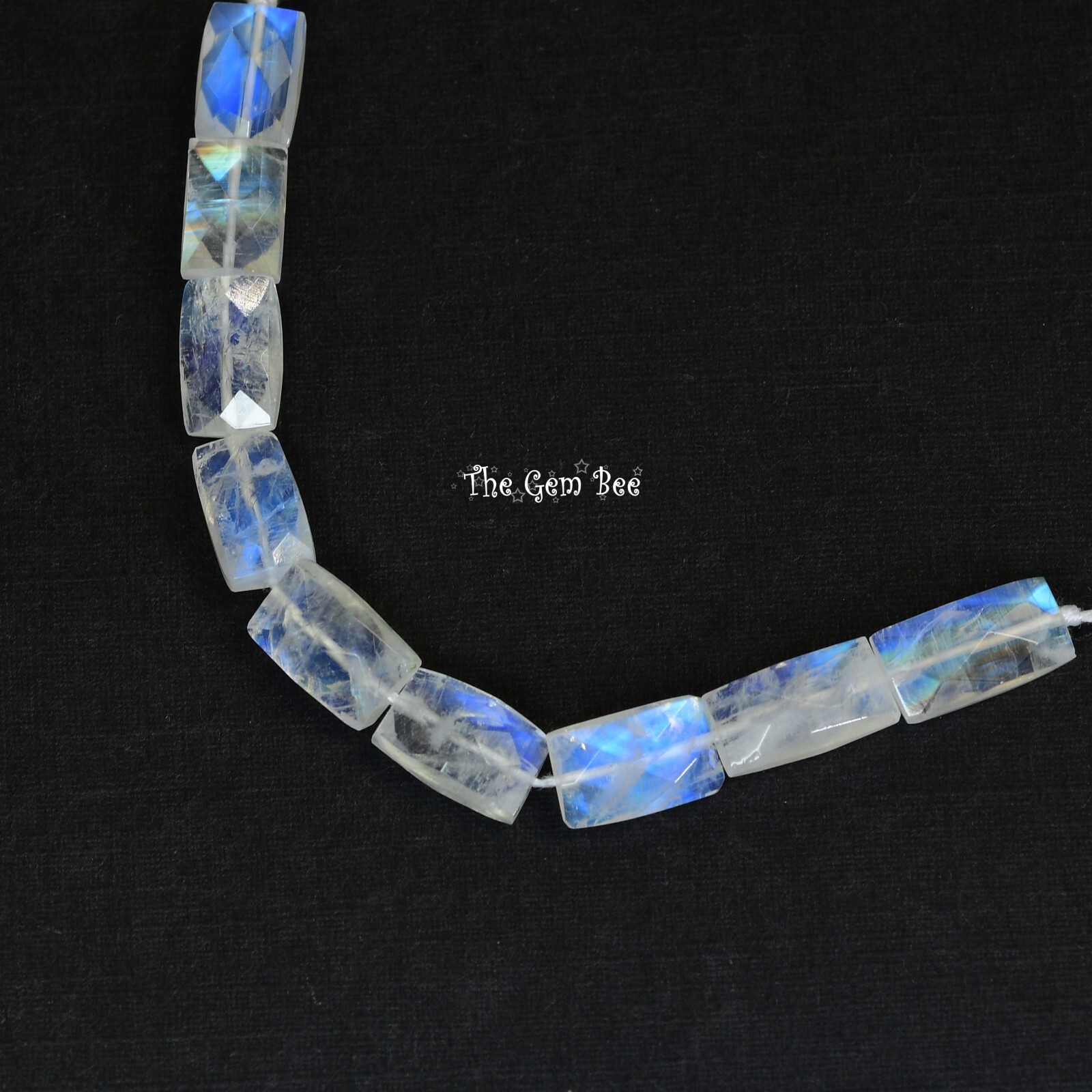 Rainbow Moonstone Faceted Tapered Rectangular Kite Center-Drilled Bead 3.6″