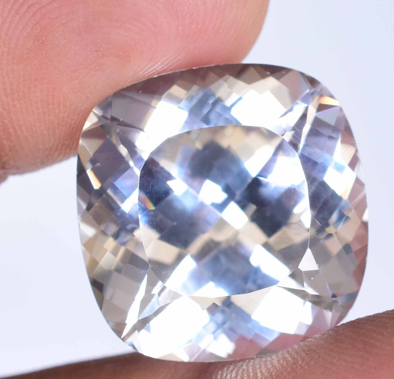 Natural 40.55 Ct White Montana Sapphire Cushion Certified Rare Loose Gemstone