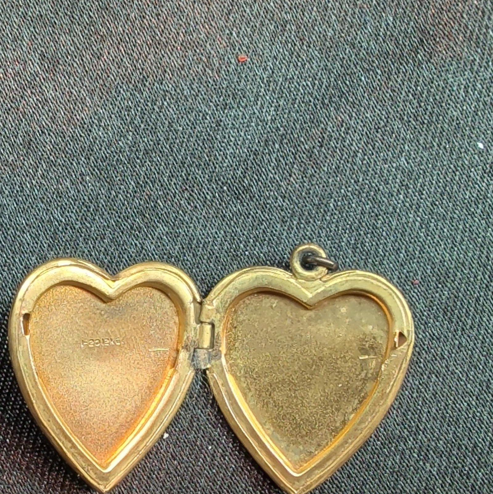 Yellow Gold Heart USN Anchor Locket Pendant, Signed, Nautical Military