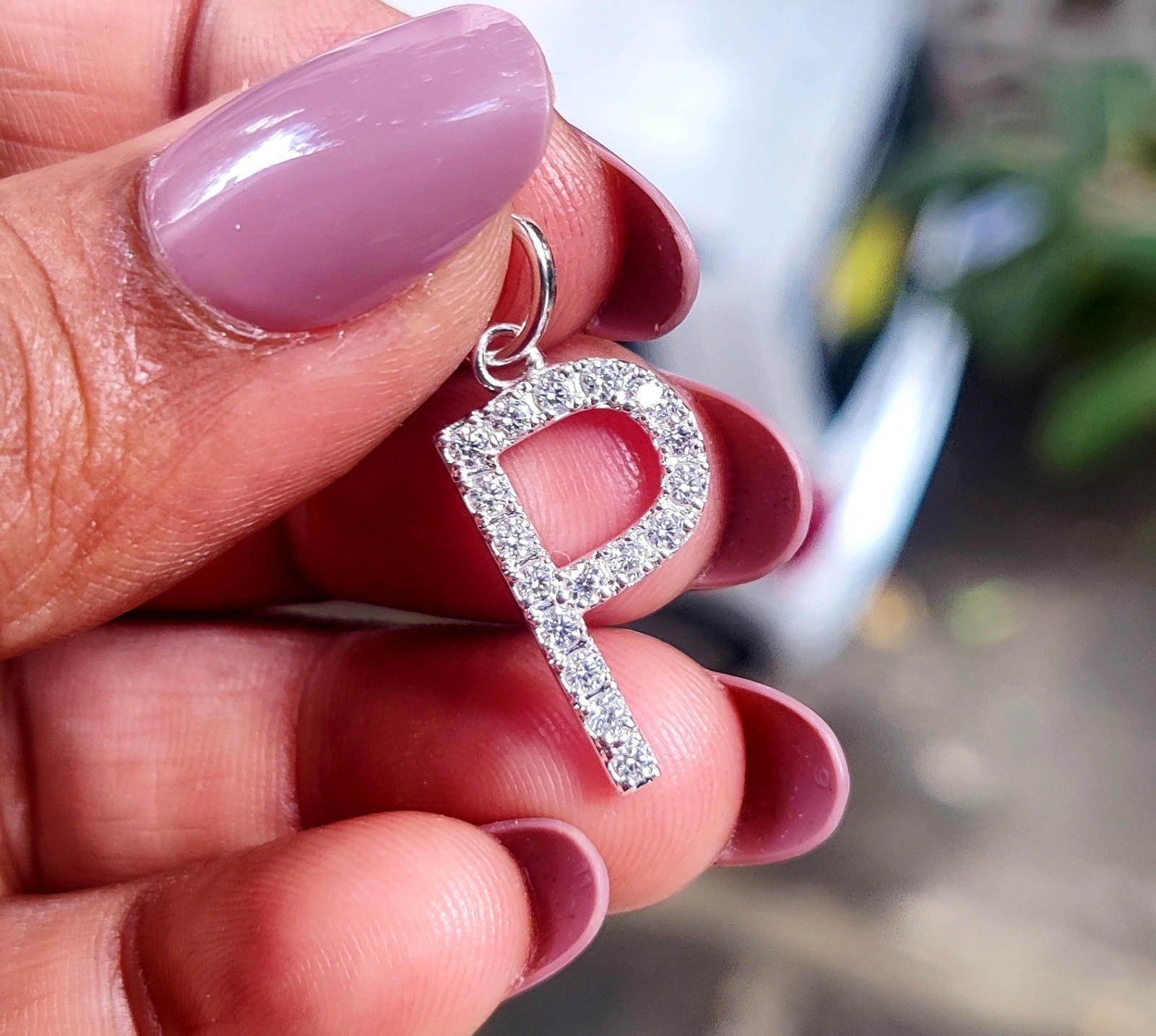 2Ct Round Lab Created Diamond Initial “P” Letter Pendant 14k White Gold Plated