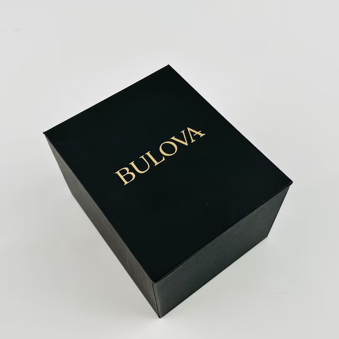 Bulova Classic 97D108 Black Dial Diamond Gold Bracelet Men’s Quartz Watch New