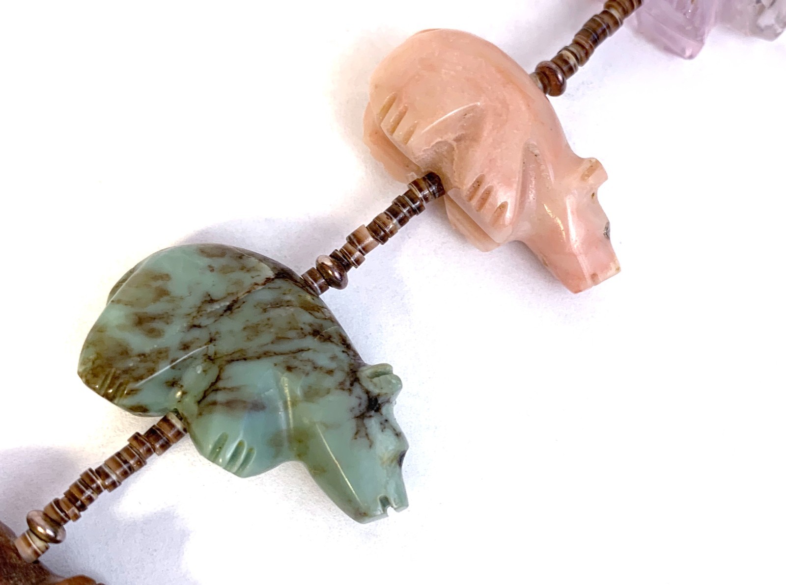 Zuni Fetish Necklace w/ Large Bears by Debra Gasper, Ray Tsethlikai / Multistone