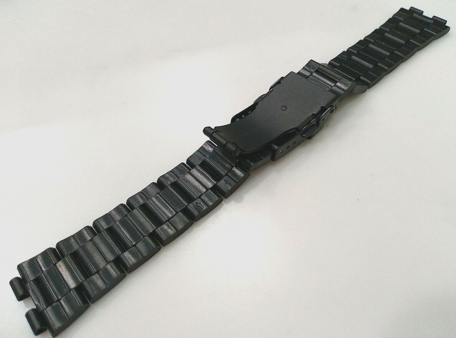 Mens Black Smartwatch 16mm Security Push Button Watch Band Fits Pebble Steel