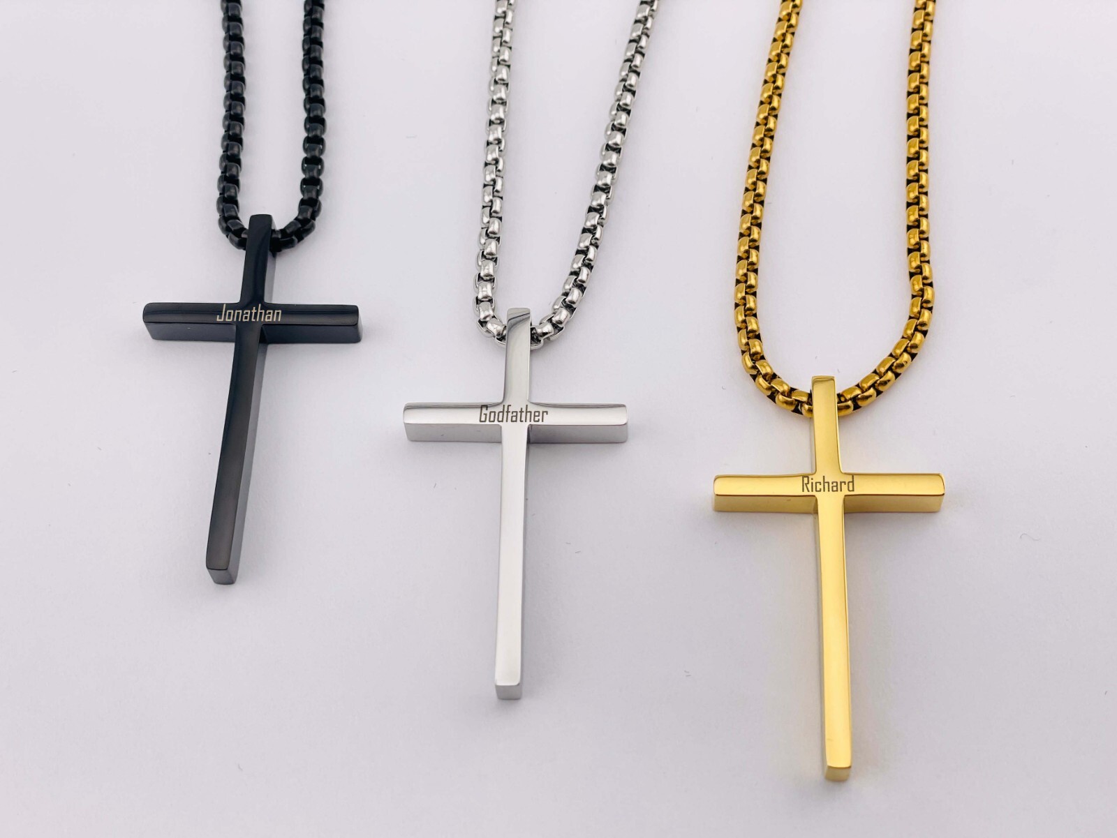 Personalized Engraved Cross Necklace Christian Catholic Easter Gift Pendant