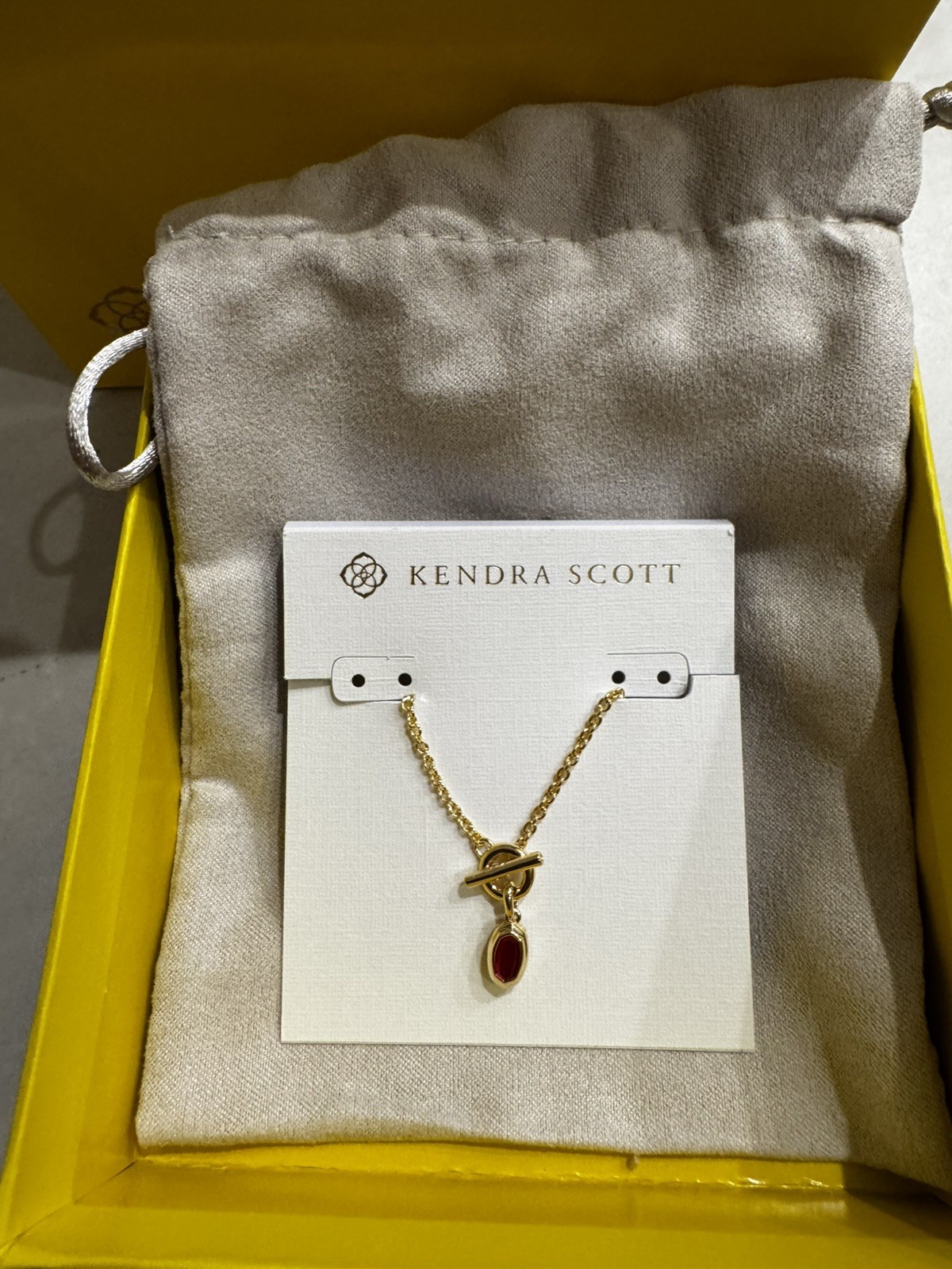 Kendra Scott Mini Elisa Toggle Silver Short Pendant Necklace Red