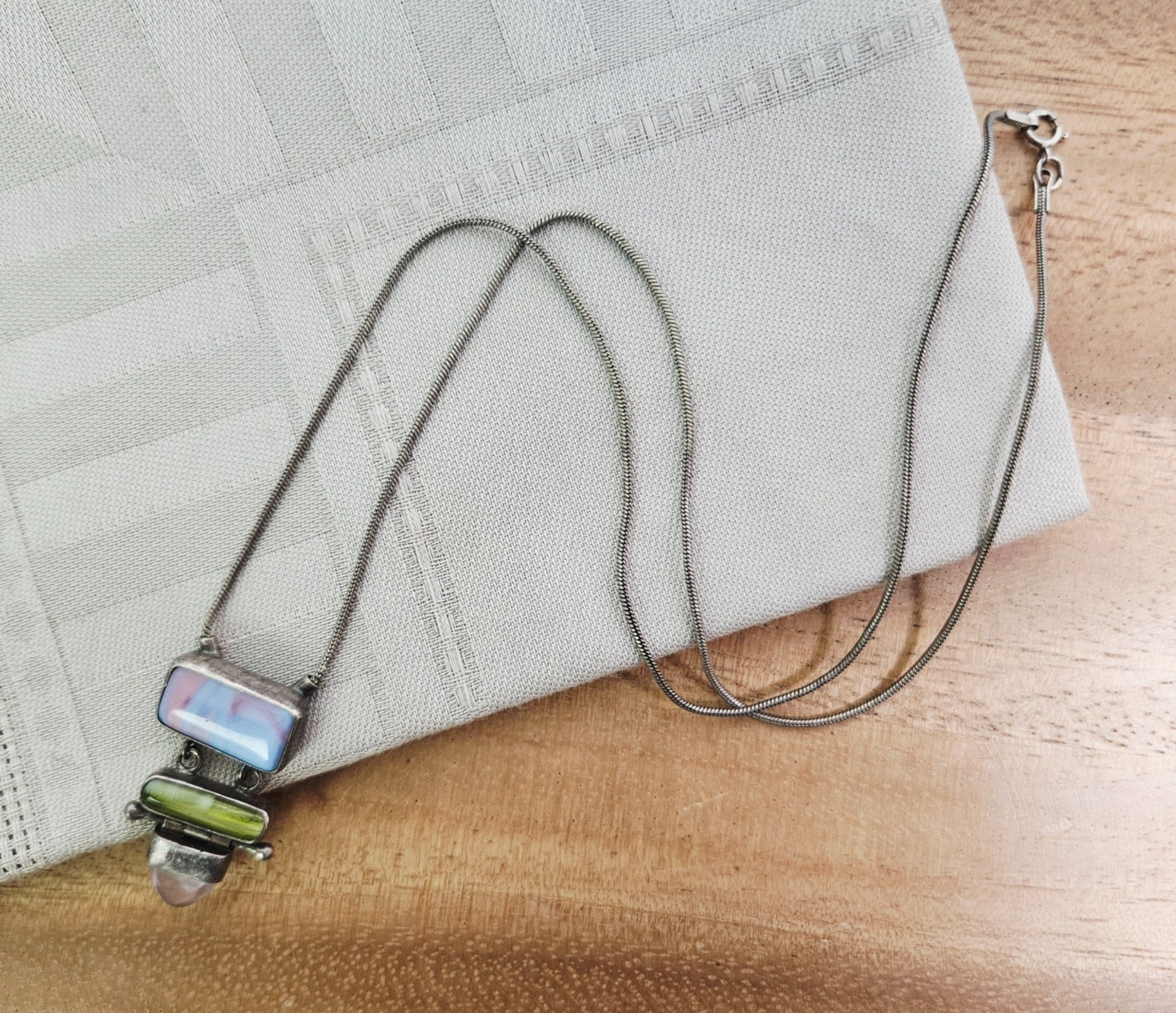Vintage JLR Mexico Sterling Silver Dangle Pendant Necklace Juvento Reyes Signed