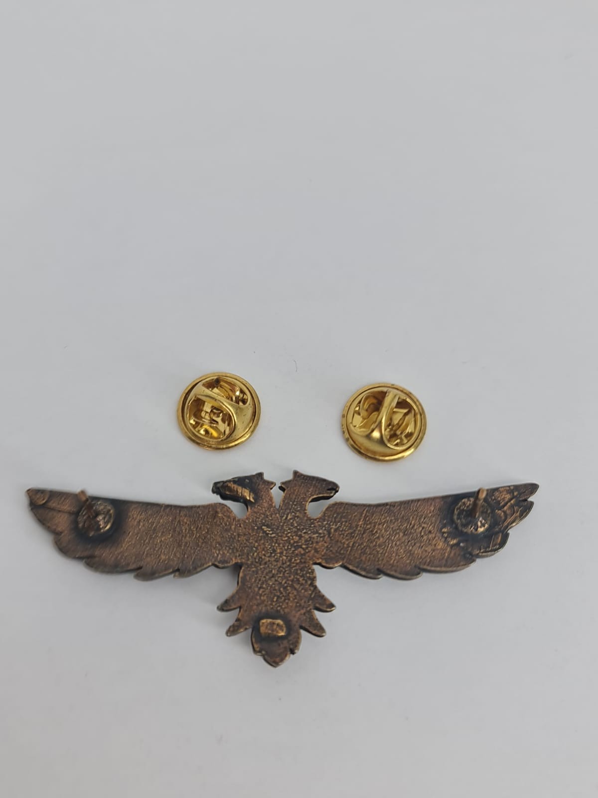 Double Headed Eagle Pin – Albania Ethnic Symbol – Bronze Finish Winged Badge