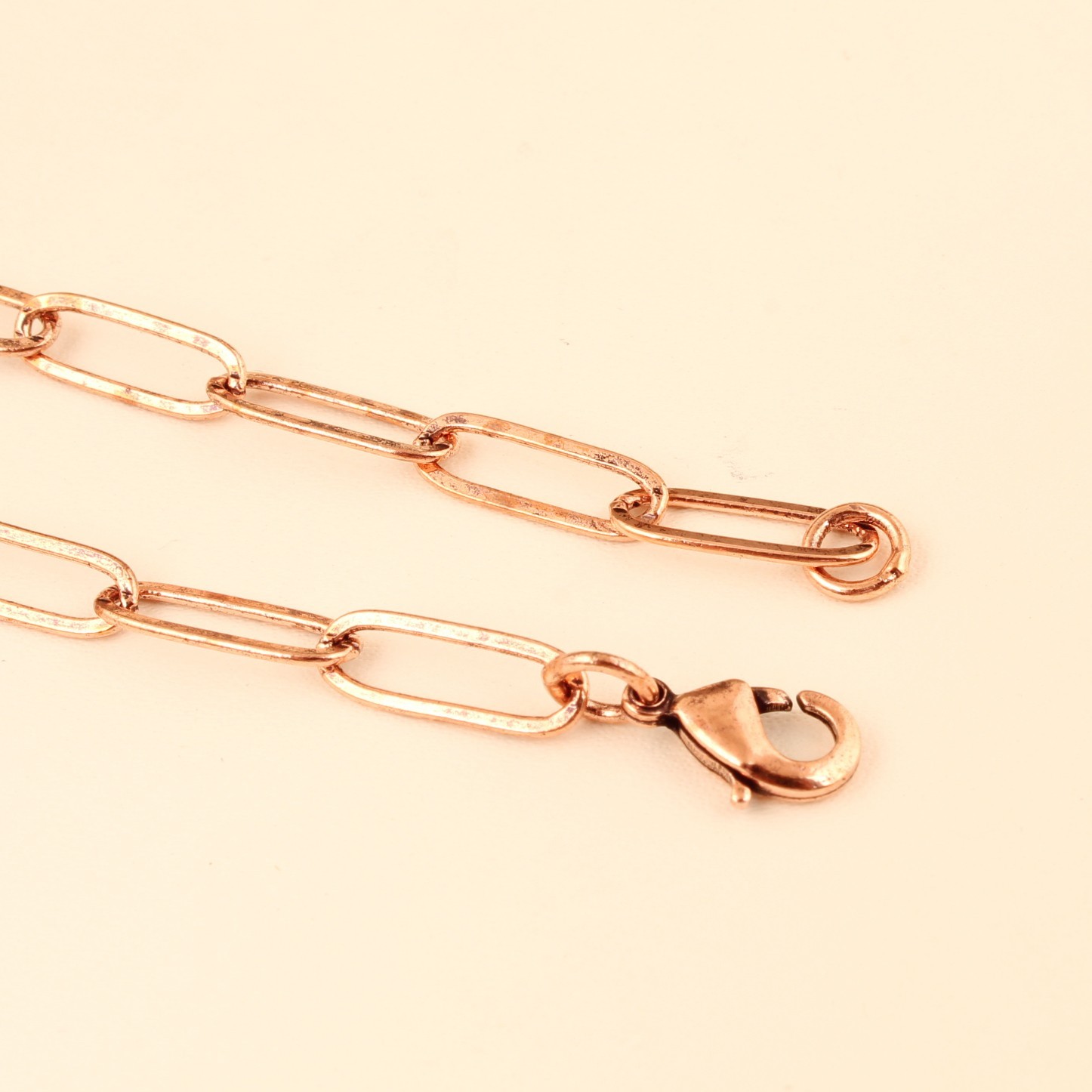 Pure Copper Paperclip Chain Anklet for Women Handmade Minimalist Lobster Clasp