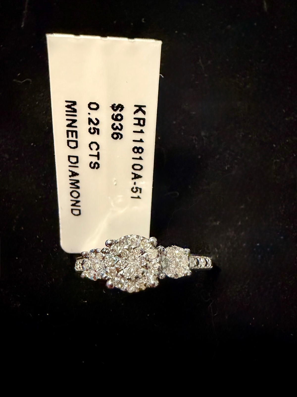 0.25 CTW Natural Mined Diamond Ring 925 Sterling Silver Pavé Size 7