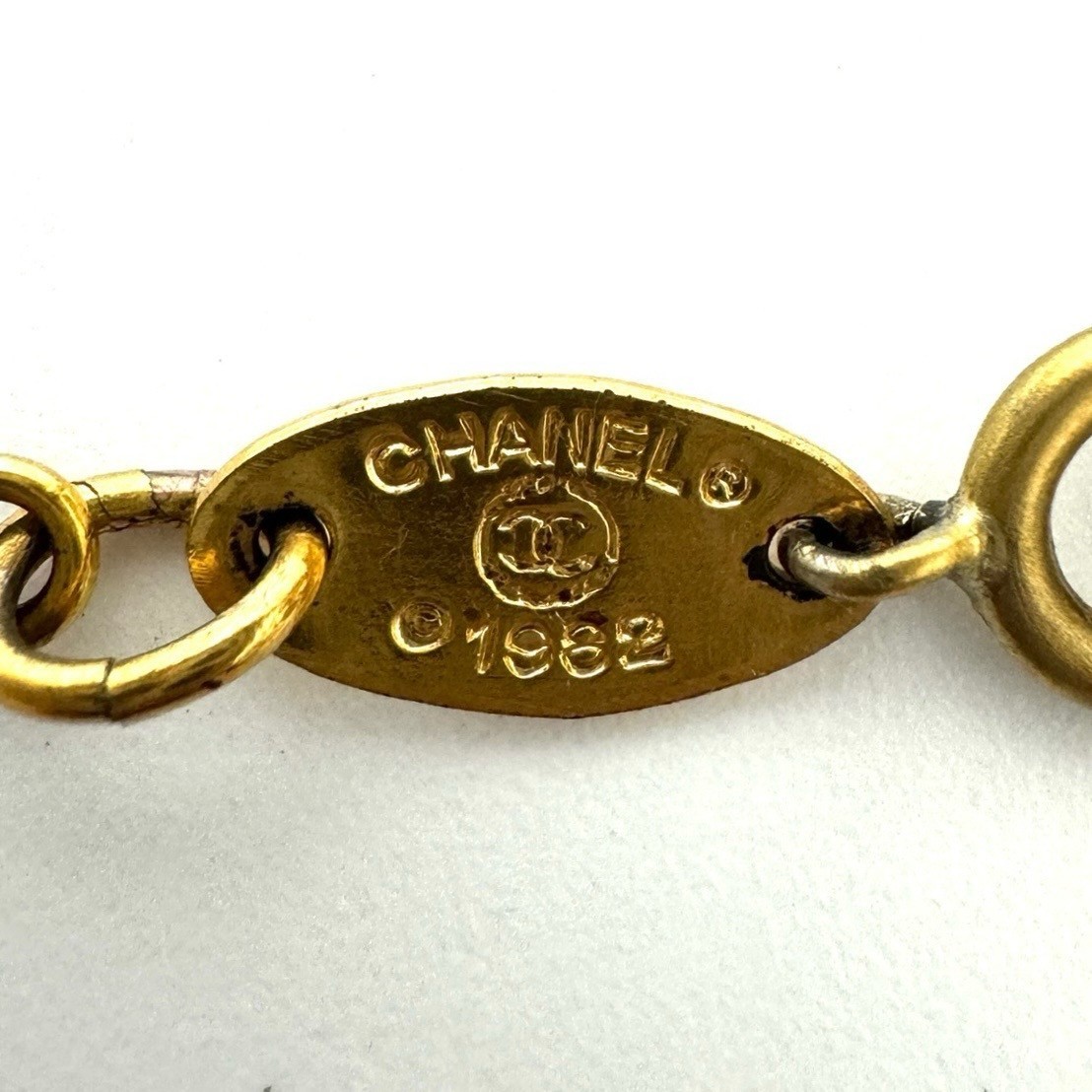 CHANEL 3433 COCO Mark CC Logo Necklace Rhinestone Gold Vintage Authentic JAPAN