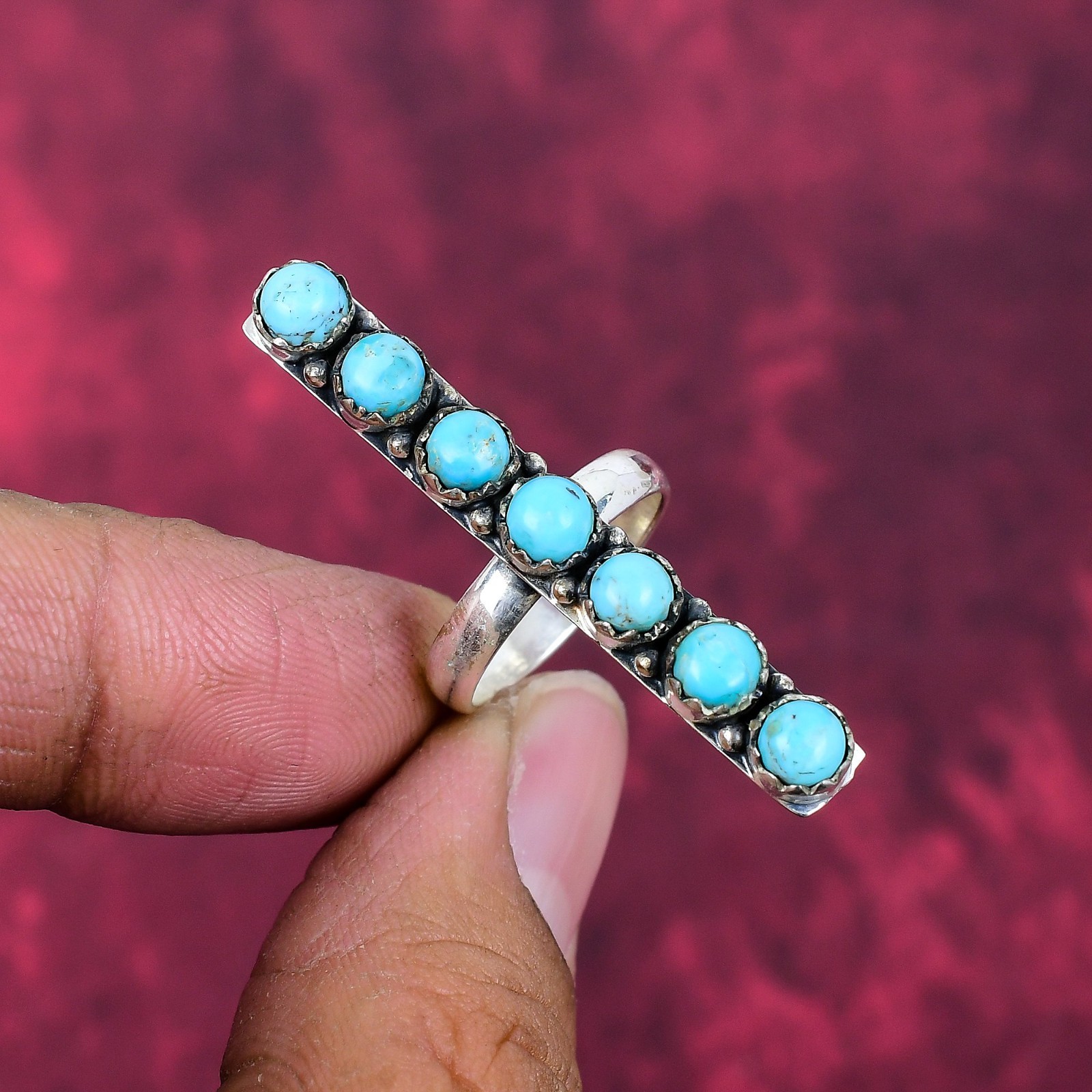 Sleeping Beauty Turquoise Gemstone Handmade 925 Sterling Silver Ring Jewelry