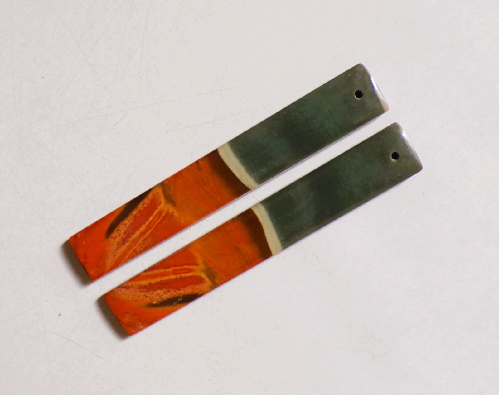 41.00 Cts Natural Polychrome Jasper Drilled Cabochon Pair Gemstone 58.3X9MM 88
