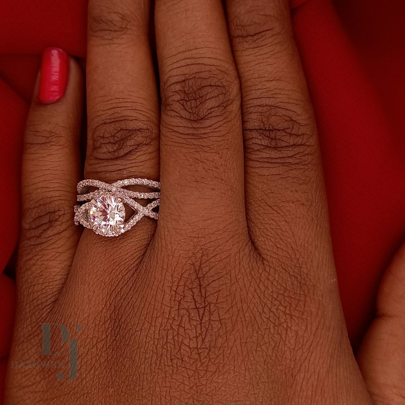 3 CT Round Cut Moissanite Bridal Set Engagement Ring Solid 14K White Gold VVS1