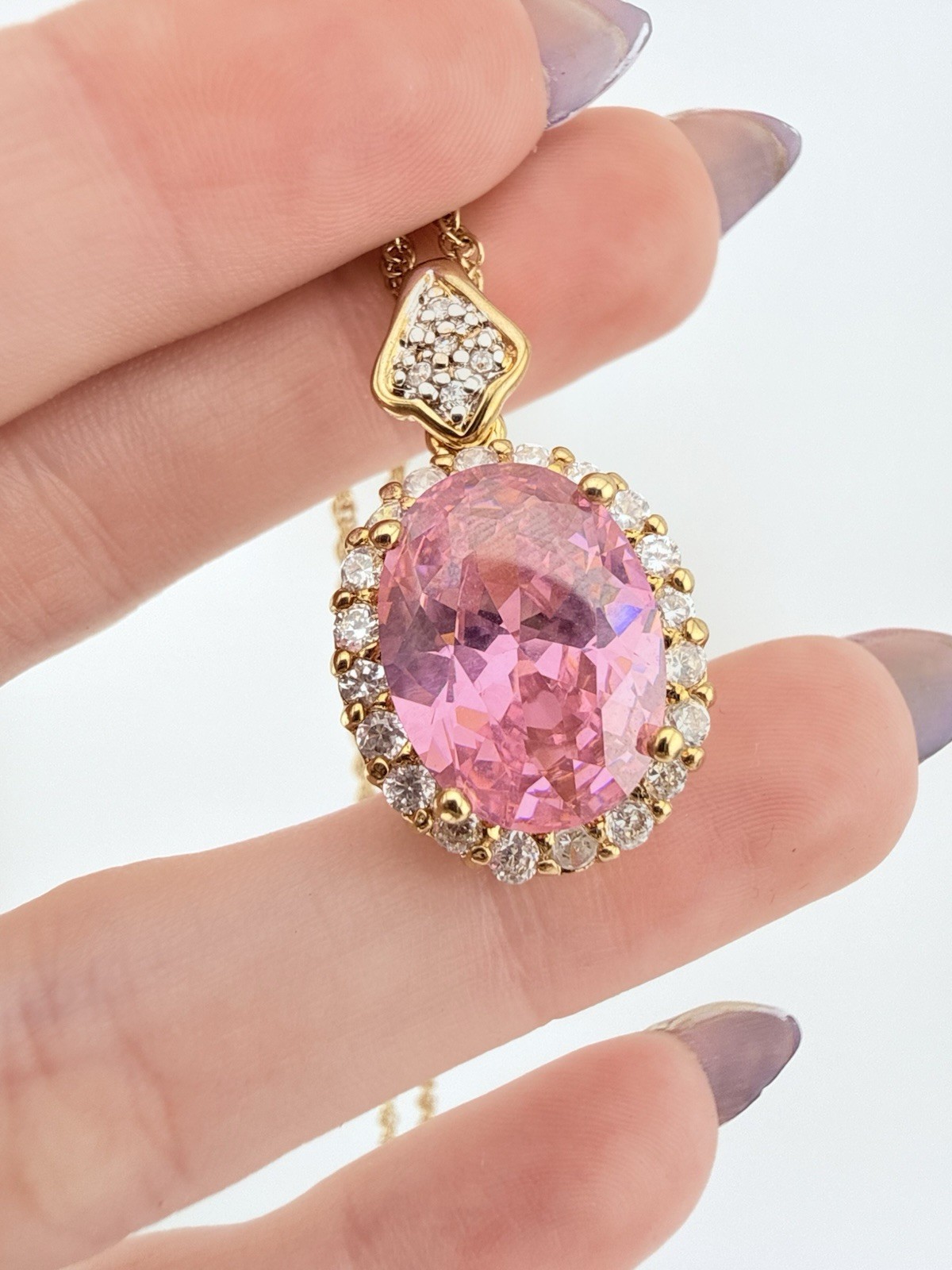 CAMROSE & KROSS JBK GOLDTONE LAB KUNZITE OVAL EARRINGS NECKLACE & RING K201E