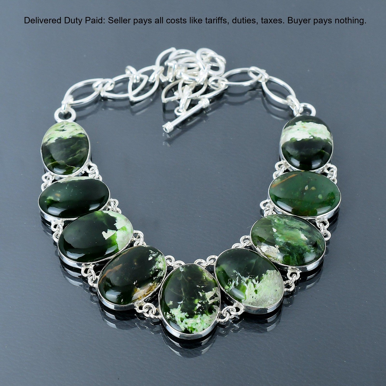 Australian Chrome Chalcedony Stone Sterling Silver Chain Engagement New Necklace