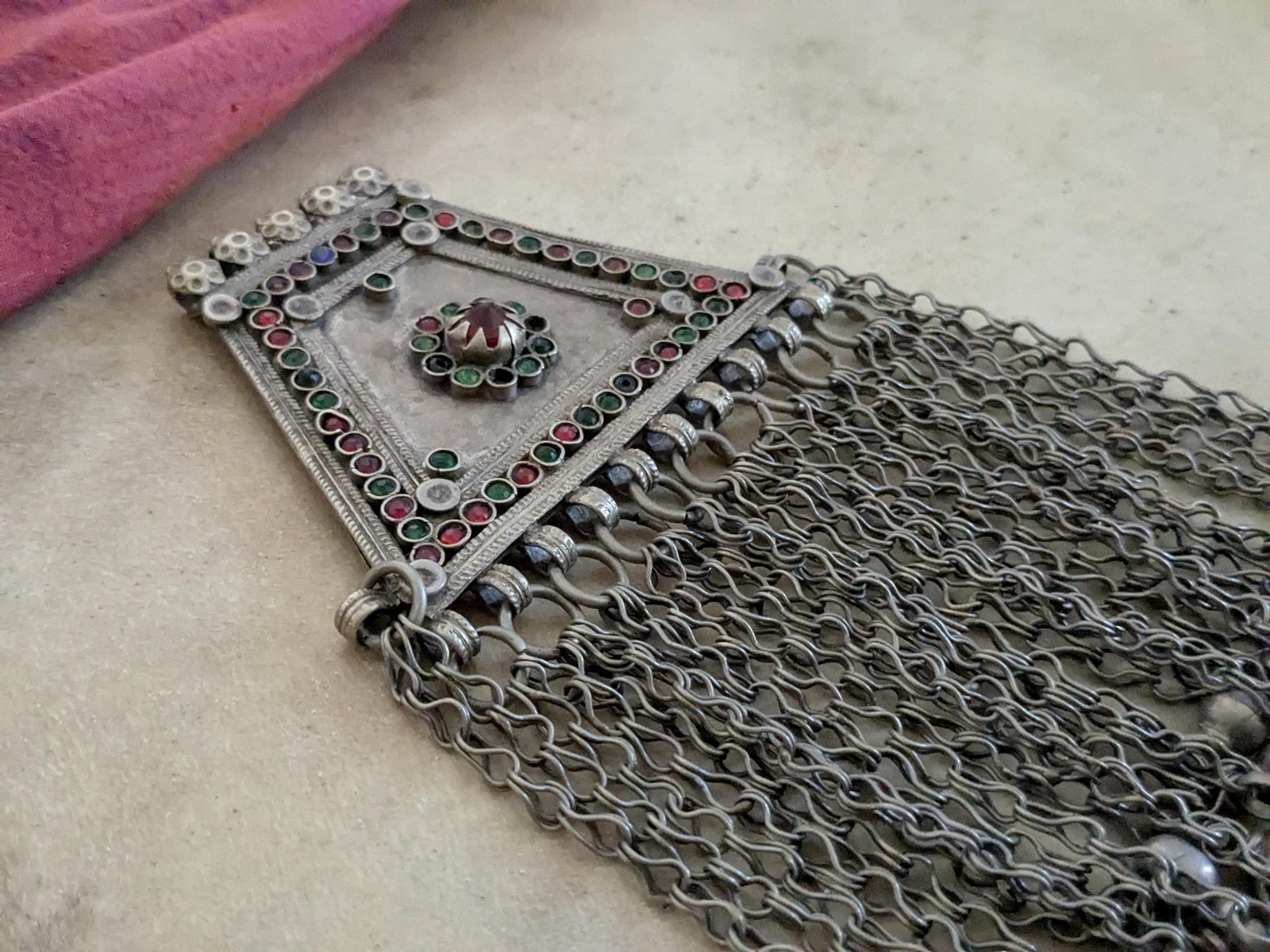 Vintage Tribal Jewelry Pendant Waziri Ethnic Adornment Jingling Dangles (19103)