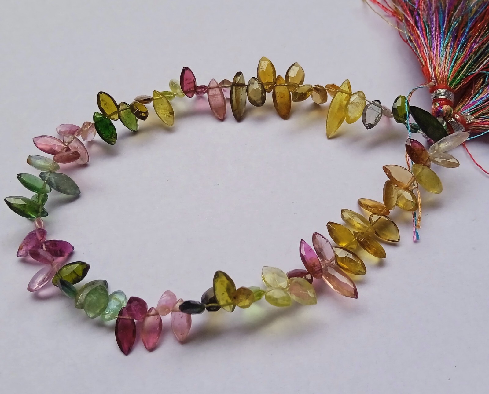 14.5×4.5-8×4 MM Natural Faceted Multi Tourmaline Marquise Cut 8 Inch Necklace