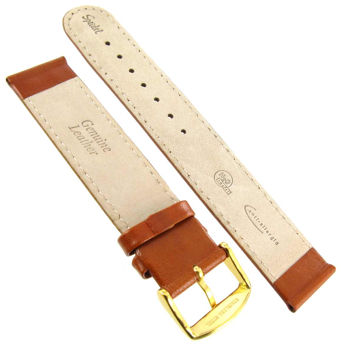 19mm Speidel Heavy Saddle Genuine Leather Honey Tan Brick Brown Watch Band 536