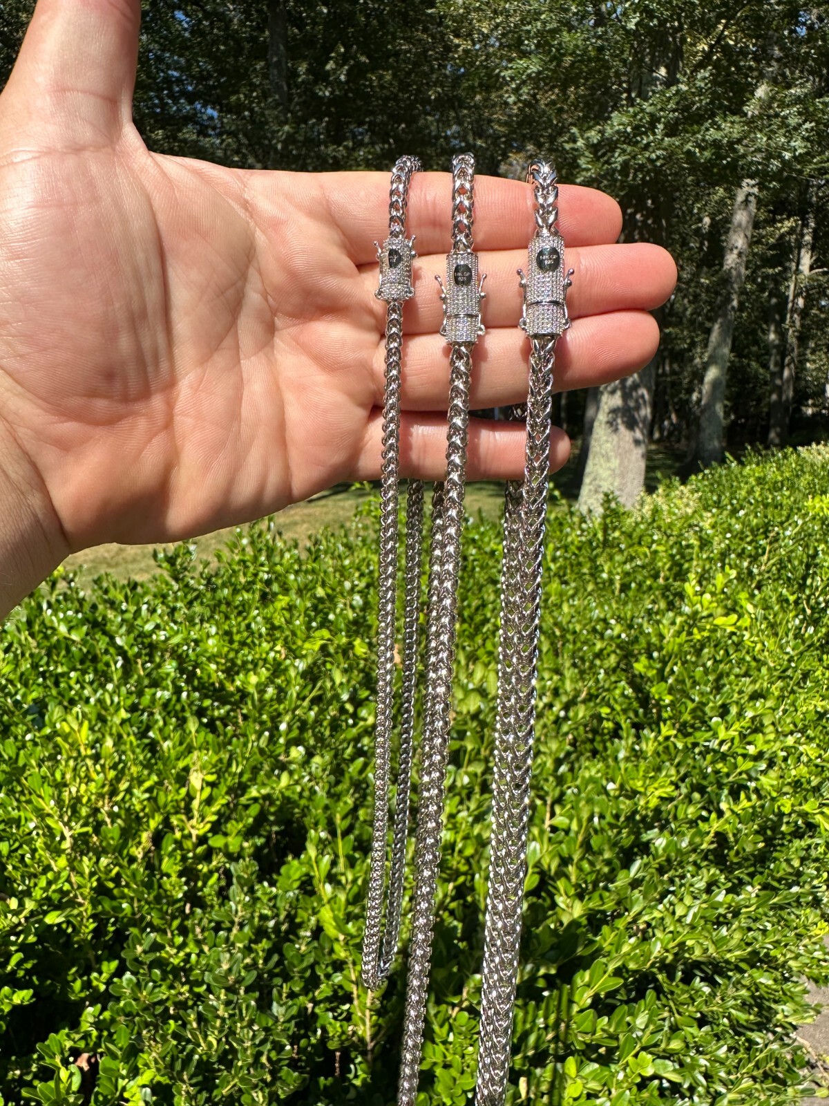 Iced MOISSANITE Clasp Stainless Steel & 925 Silver Franco Chain Necklace 4-6mm