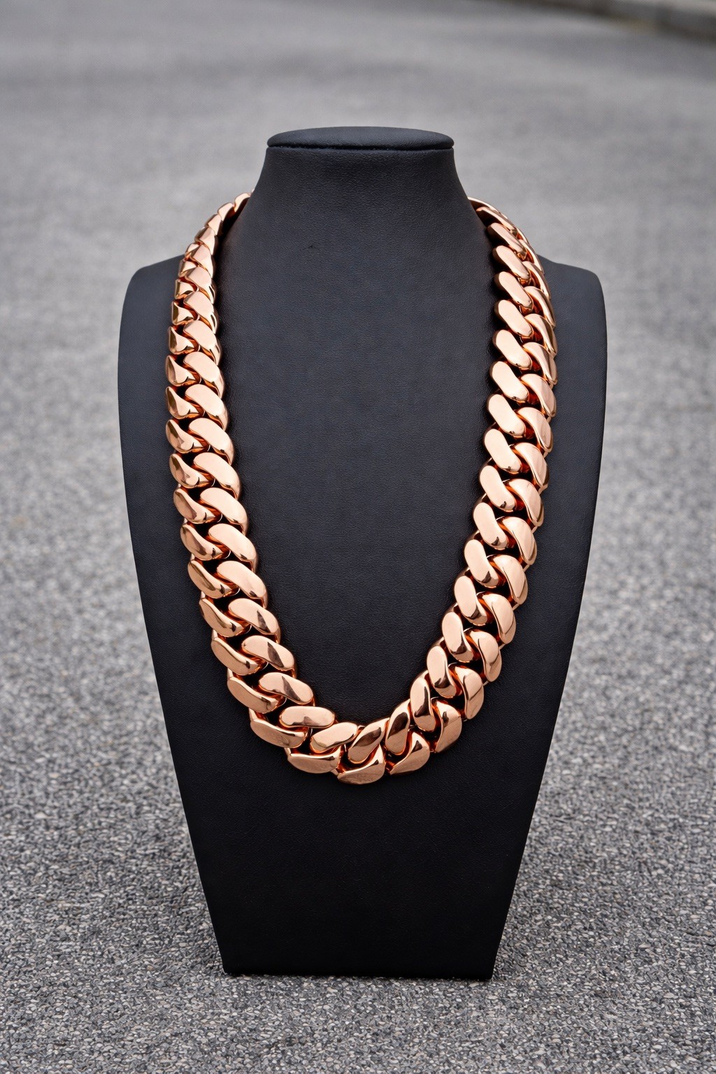 20mm Rose Gold Cuban Link Chain 24in Necklace Miami Hip Hop Jewelry