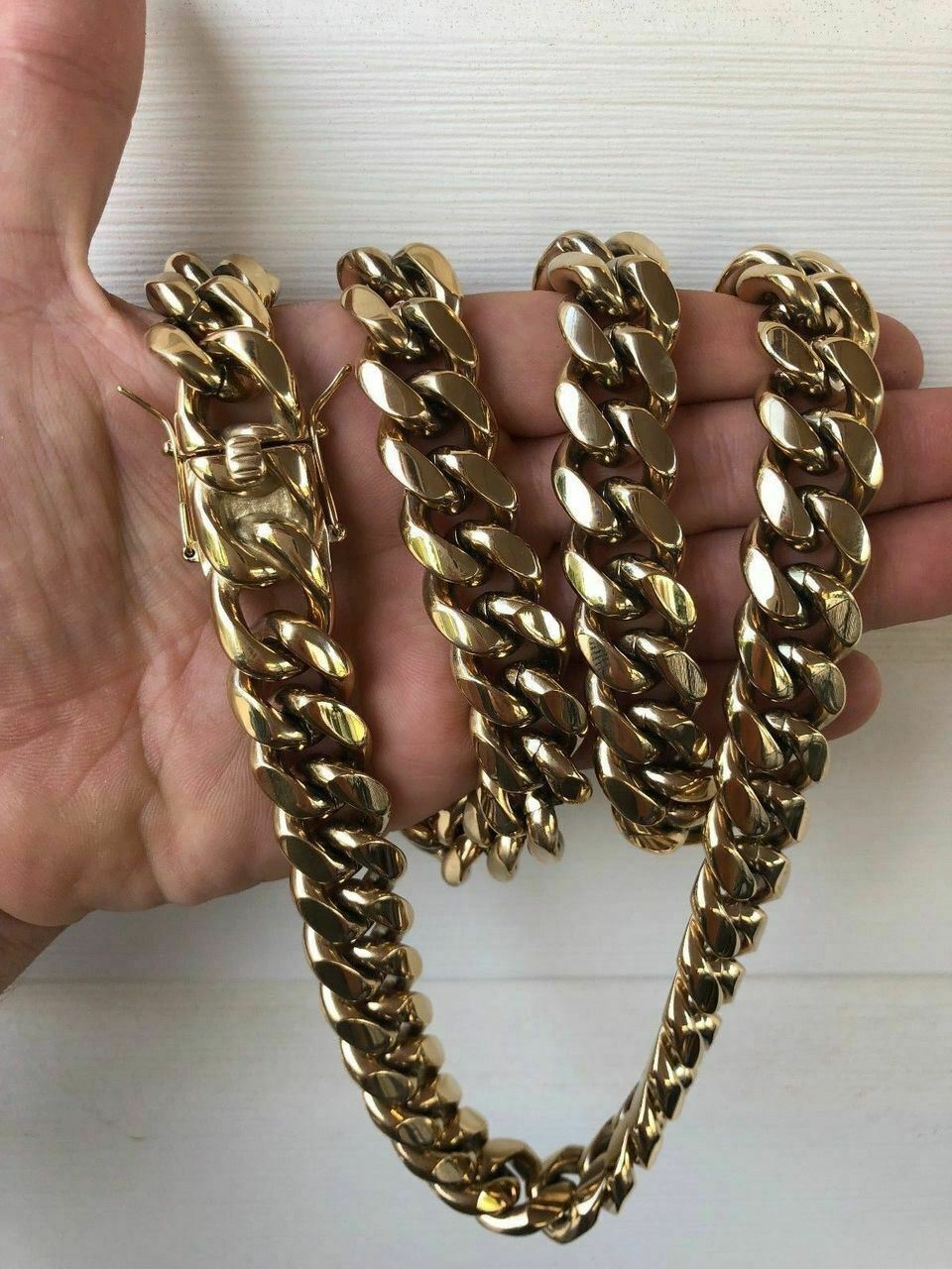 HARLEMBLING 18mm Mens Miami Cuban Link KILO Chain 14k Gold Plated HEAVY 18″-30″