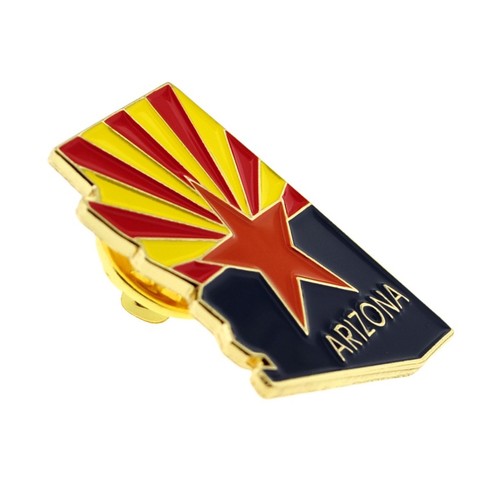 PinMart’s State Shape of Arizona and Arizona Flag Lapel Pin 1-1/8″