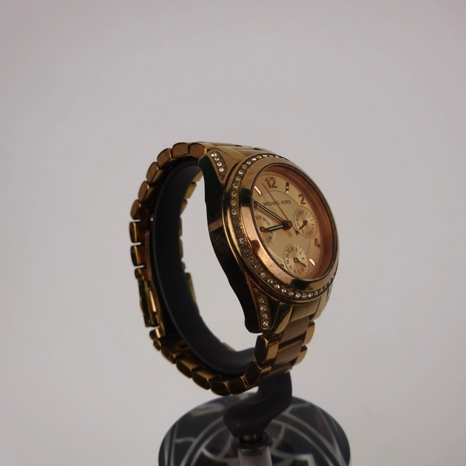 Michael Kors MK5613 Rose Gold Tone Day Date Gem Set VERY SMALL SIZE 15.5cm