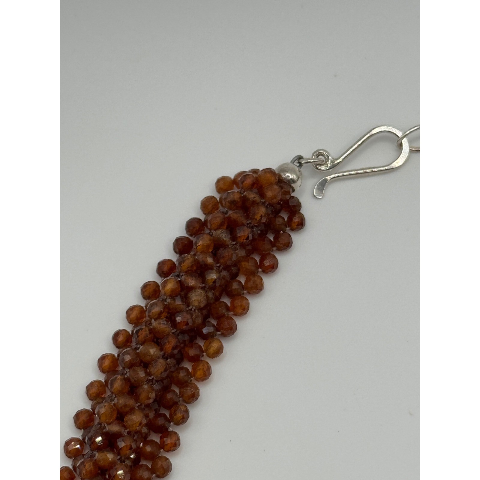 Jay King DTR Hessonite Garnet Woven Necklace Beaded Sterling Silver Clasp