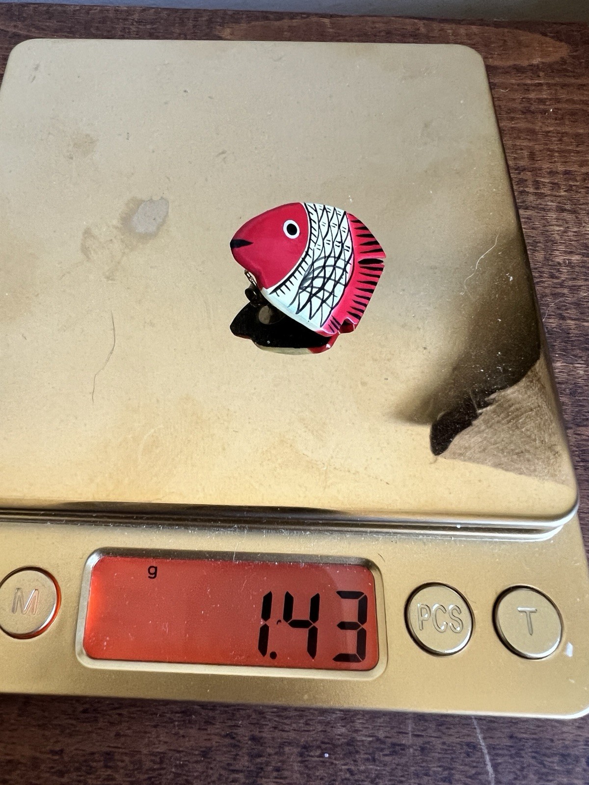 Red Fish Earrings 1” Lightweight Pierced Nautical Retro EUC