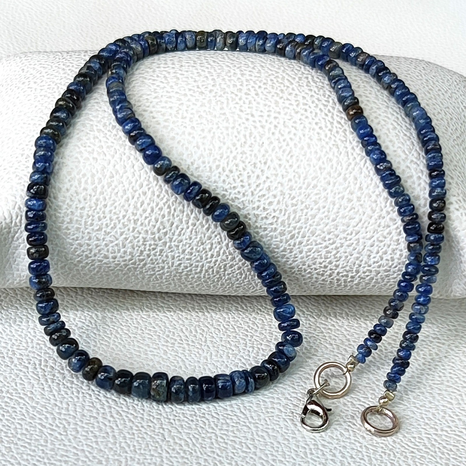 Natural Australian Blue Sapphire 3.5-6.5mm Smooth Bead Strand Necklace 20″