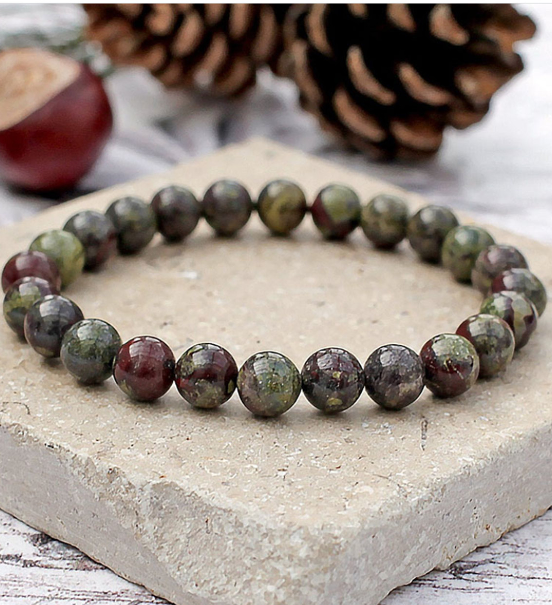 4PCS Bloodstone Tumbled Stone Bracelet Set Protection Healing Crystal Jewelry