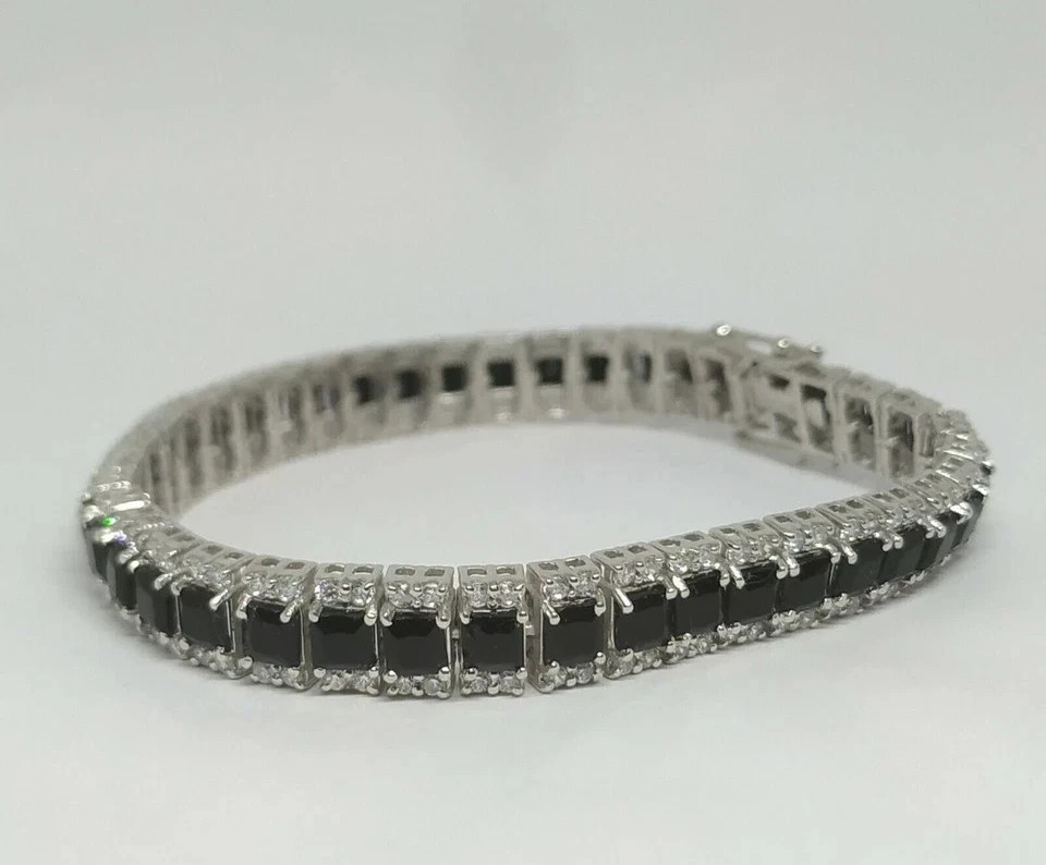 15TCW Princess Cut Lab Created Diamond Tennis Bracelet 925 Sterling Silver