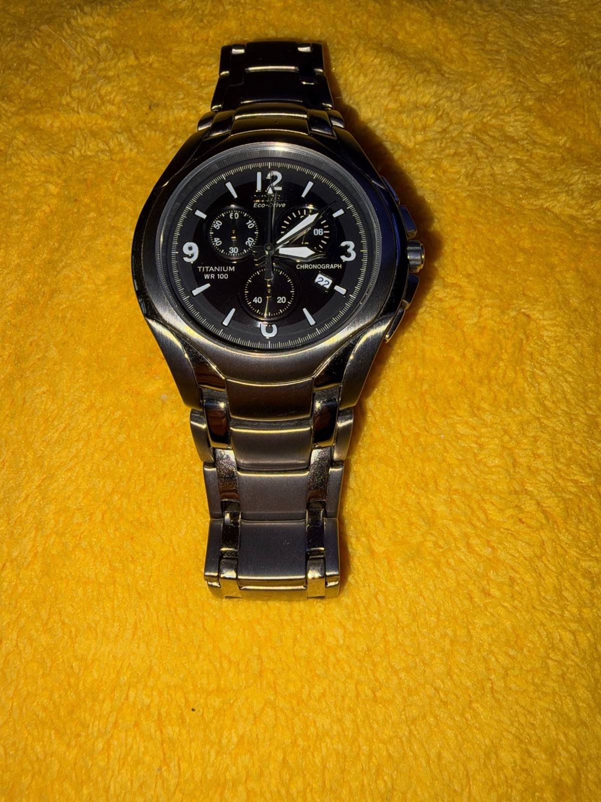 Men’s Citizen AT0940-50E Eco-Drive Titanium Black Dial Chronograph Date Watch