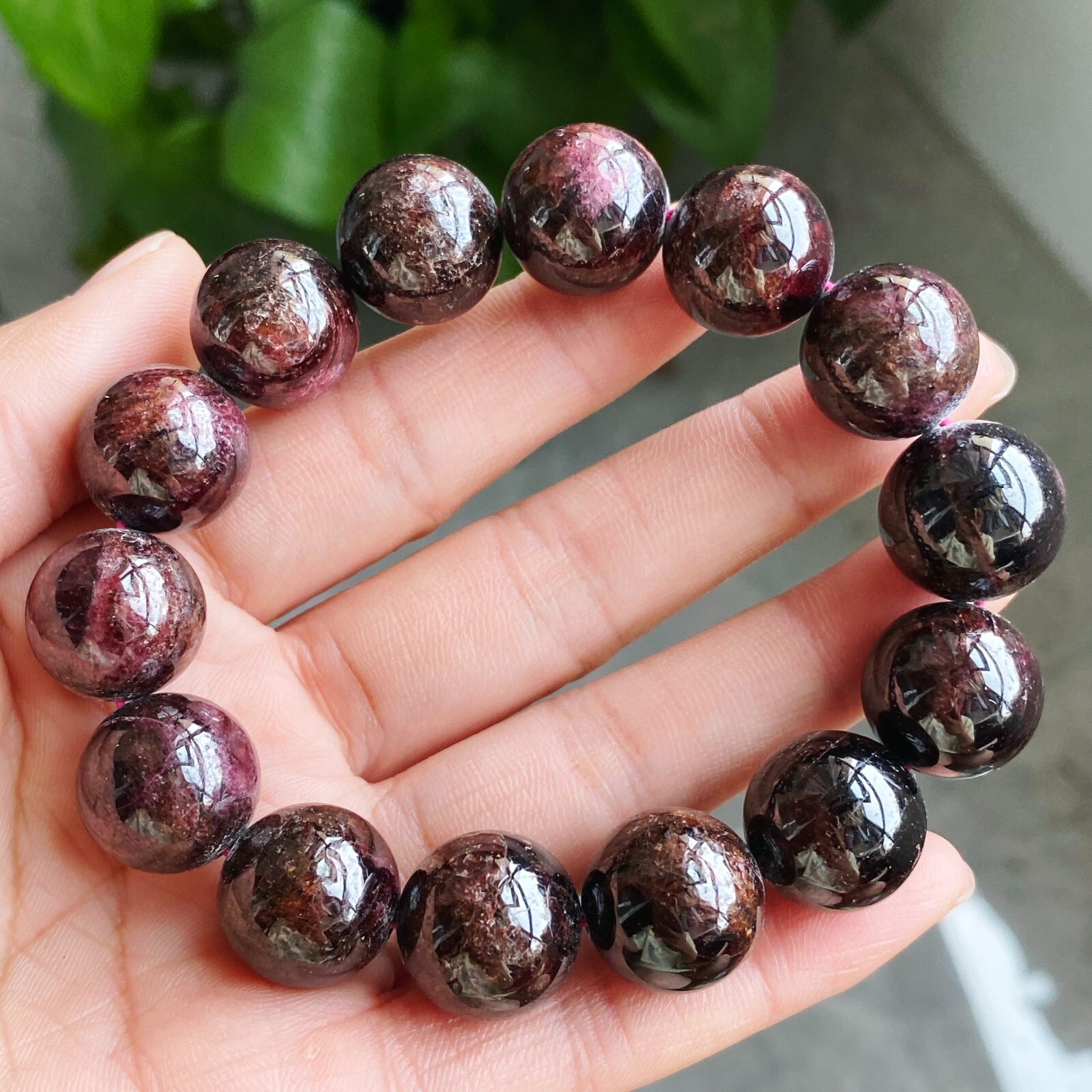 15.2mm Natural Red Garnet Crystal Beads Bracelet AAAA 1765