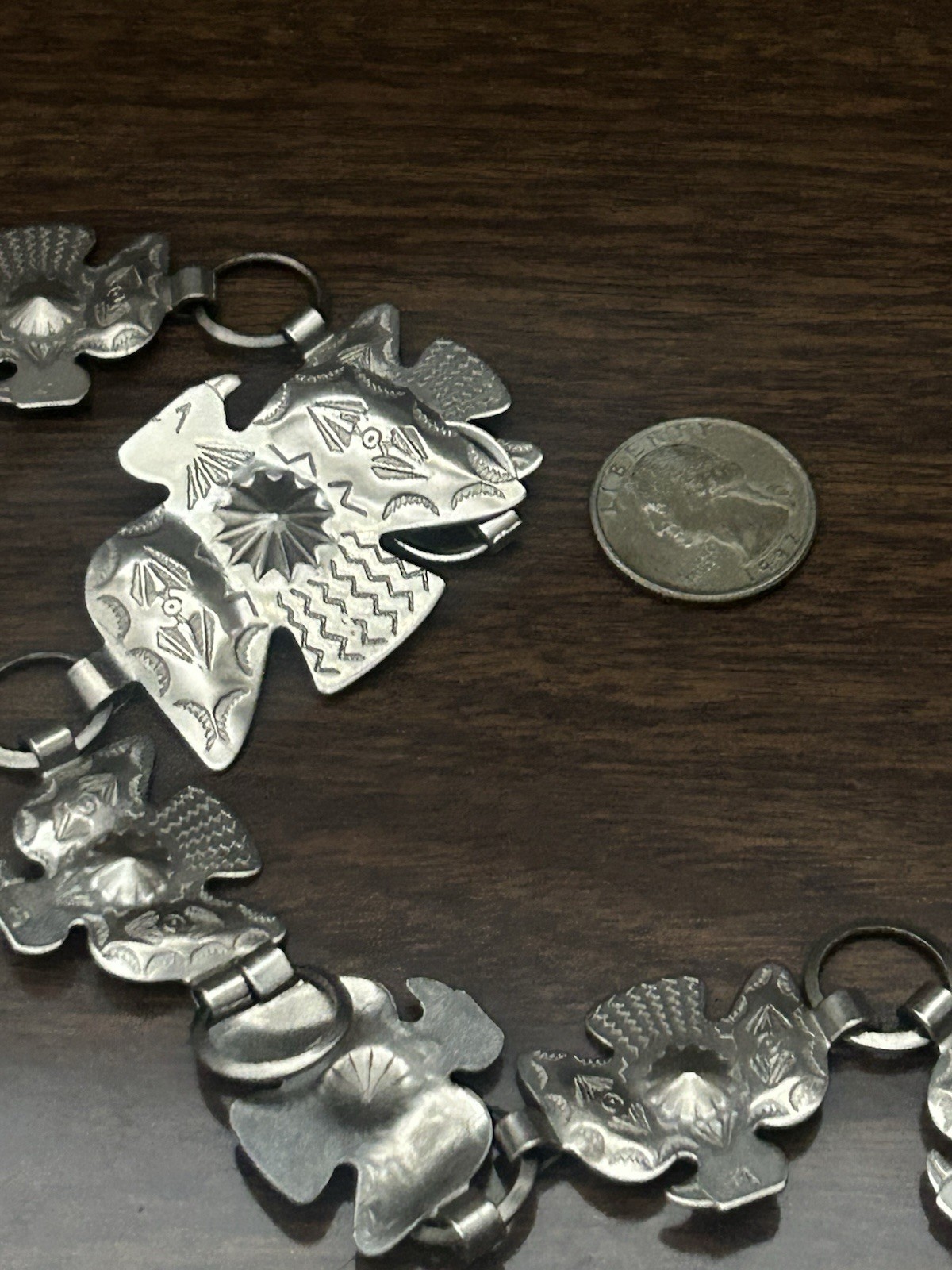 Stainless Steel Native American 34 Inch Thunderbird Eagles Necklace 80 Grams