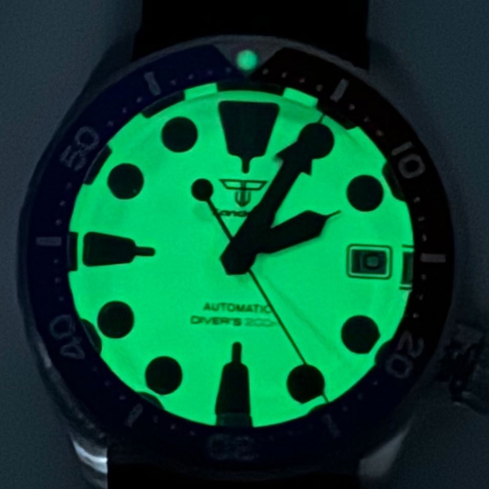 Full Green Luminous Dial 200M Dive Mechanical Watch Men 37mm NH35/NH36 Sapphire