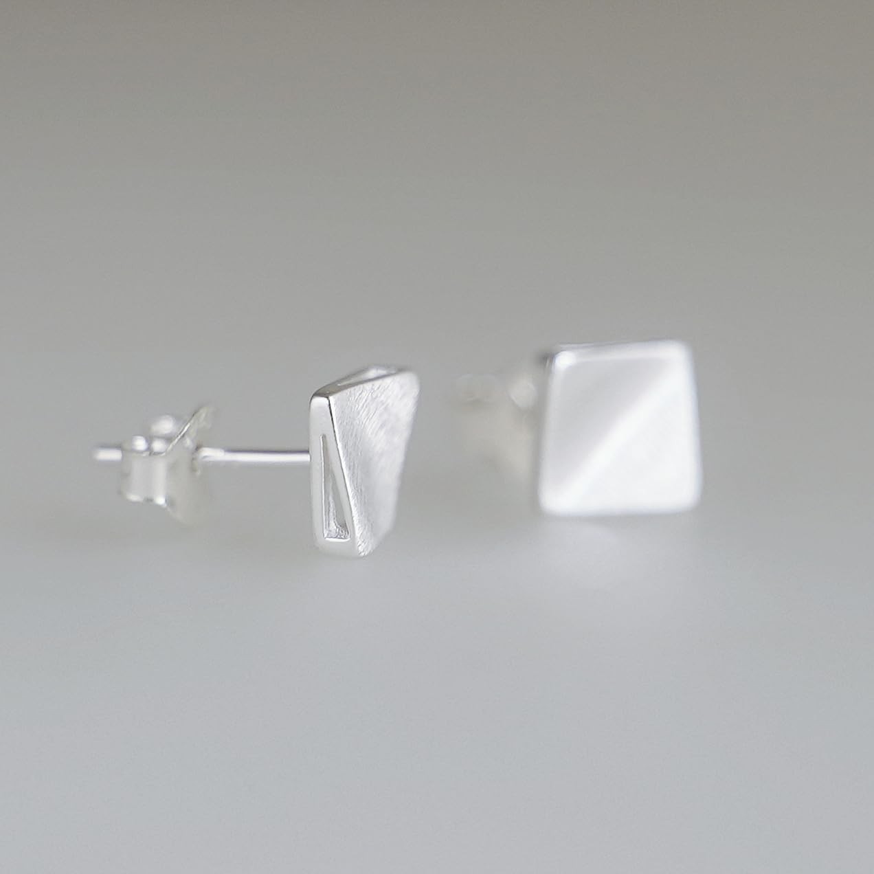 ** NEW Sterling Silver 6mm Square Cube Stud Earrings | Brushed Matte | Hypoaller
